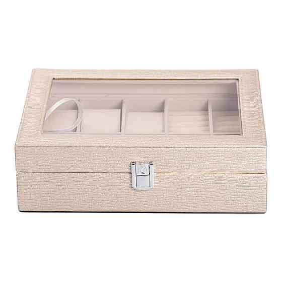 Шкатулка для украшений из эко кожи 25.5×20×7.5 см органайзер для ювелирных изделий HP-5-6GOLD Киев