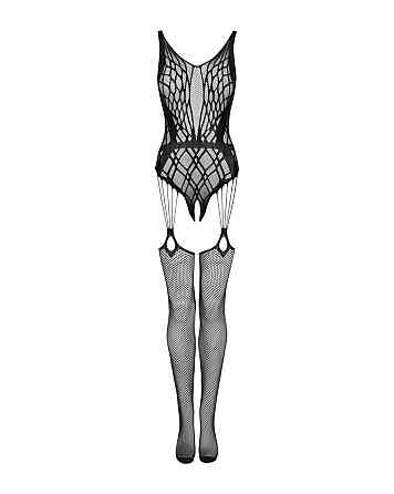 Бодистокинг Obsessive Bodystocking G324 S/M/L black, силуэтный рисунок Sex Aura Киев