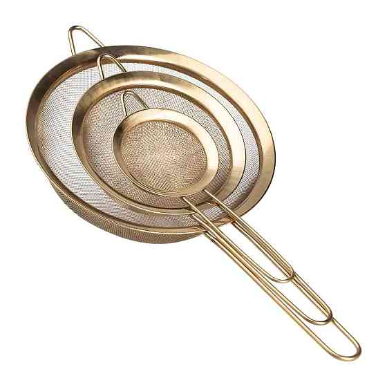 Набор ситечек 3 штуки для чая круп и муки 8,14 и 20 см  из нержавеющей стали Золотистый HP-19-21 Киев