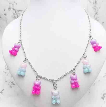 Ожерелье с желейными мишками разноцветное - длина 50см, смола, цинковый сплав Киев