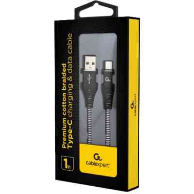 Дата кабель USB 2.0 AM to Type-C 1.0m Cablexpert (CC-USB2B-AMCM-1M-BW) Вінниця