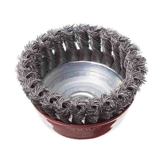 Щітка чашкова, 100 мм, M14, пучки крученого дроту, для КШМ, 8500 об/хв INTERTOOL BT-2100 Київ