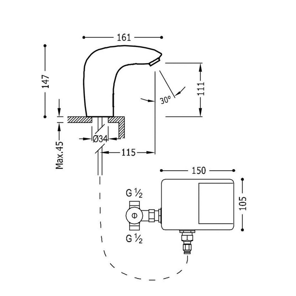 Змішувач сенсорний для умивальника TRES TRONIC 19290603 Hot/Cold з трансформатором 230V/6V (000008629) Київ - фото 3