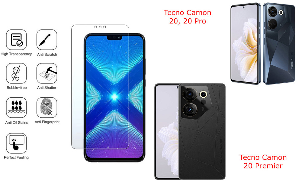 Защитное стекло NeoGlass для Tecno Camon 20, 20 Pro, 20 Premier – ультрапрозрачное и устойчивое Киев - изображение 4