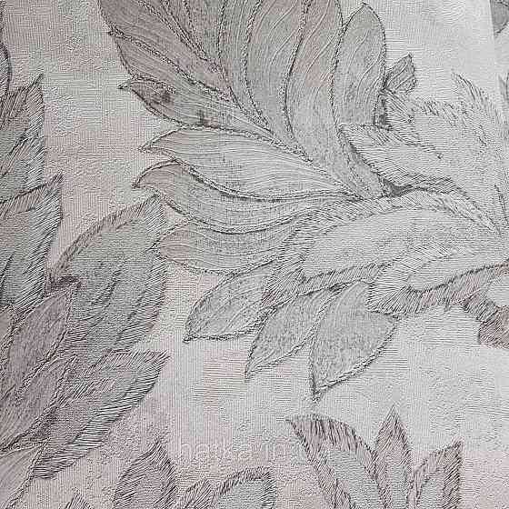 Шпалери метрові вінілові на флізелін 24 Carati Cristiana Masi листя великі сріблом на біло-сірому Київ