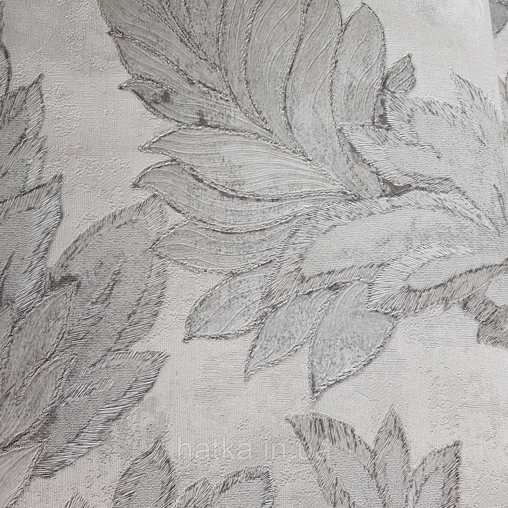 Обои метровые виниловые на флизелине 24 Carati Cristiana Masi листья крупные серебром на бело сером Киев - изображение 1