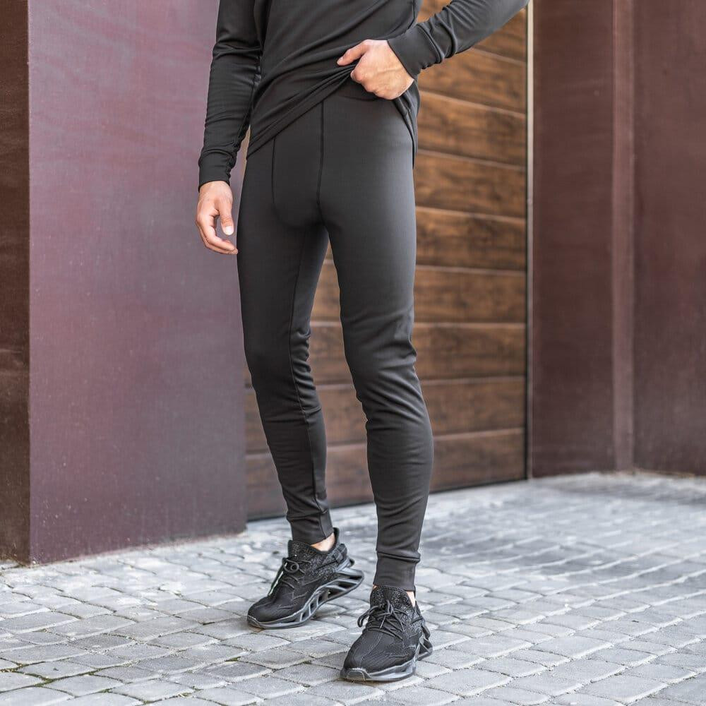 Чоловіча термобілизна зимова на флісі вологовивідна Pobedov Teplo чорне Київ - фото 3