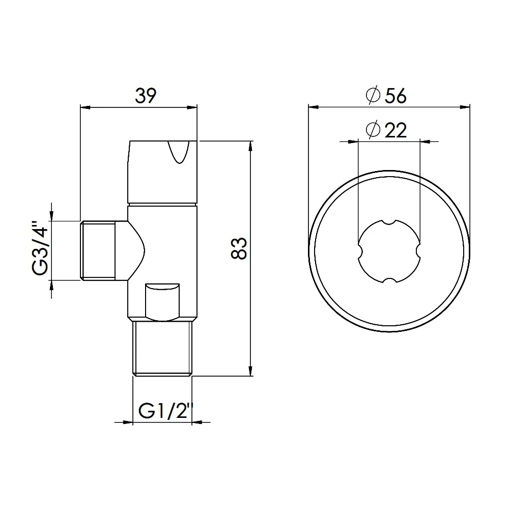 Кран кутовий Thermo Alliance Standart (ручка кругла) з керам.буксою 1/2"Н х 3/4"Н SF342W1520 Київ - фото 10