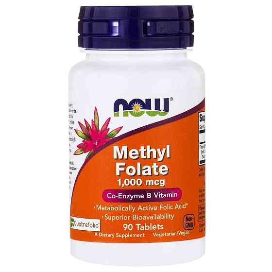Фолиевая кислота, метилированная, Methyl Folate, Now Foods, 1000 мкг, 90 таблеток Луцьк
