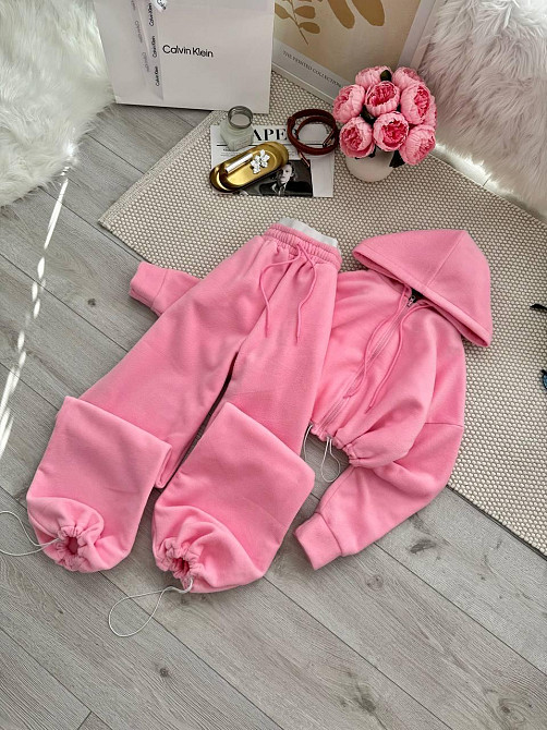 Жіночий повсякденний теплий костюм двосторонній Фліс Рожевий 3, 46/48 Одеса - фото 3