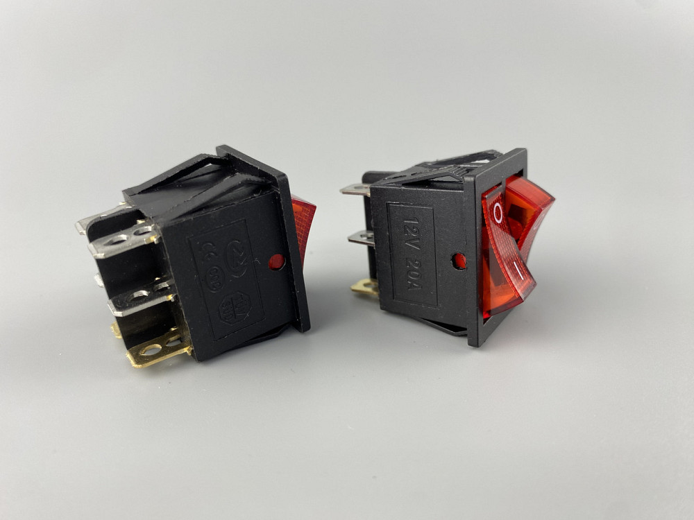 Перемикач червоний дві клавіші, ON-OFF, з LED-підсвіткою 12 V, 21.5 ммх26 мм, 6 ніжки Мукачево - фото 8