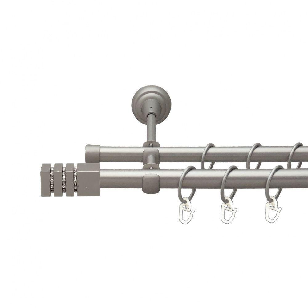 Карниз Orvit Ацтека металевий дворядний відкритий гладка труба кільце металеве Сатин 19\16 мм 200 см (00-00013677) Львів - фото 1