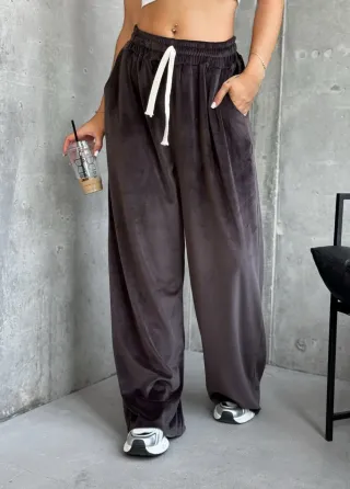 Велюрові жіночі брюки вільного крою з високою посадкою Одеса