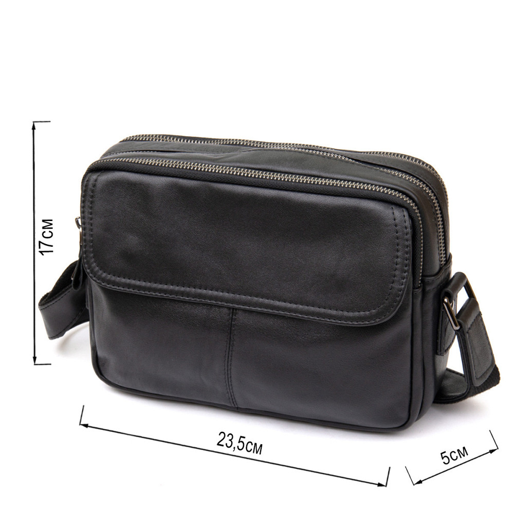 Сумка з натуральної шкіри зерниста Чорна (Vintage) Київ - фото 7