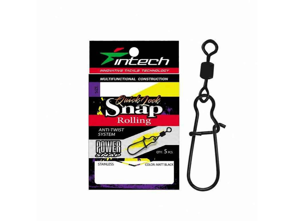 Вертлюг с карабином No1 25кг 5шт Matt black ТМ INTECH Киев - изображение 1