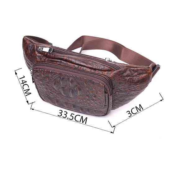 Модная поясная сумка из натуральной кожи с фактурой под крокодила 21298 Vintage Коричневая Киев