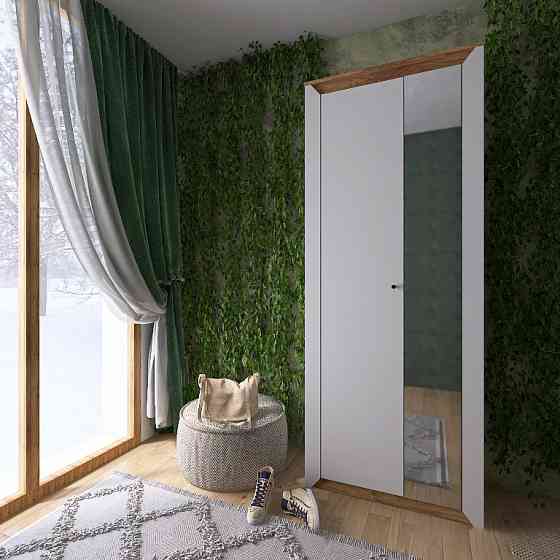 Шафа-пенал із дзеркалом Еверест Нордік-800 Білий + Дуб крафт золотий (DTM-5539) Львів