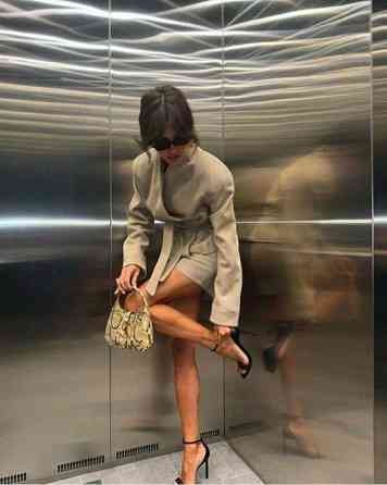 Жіночий стильний романтичний костюм із замші на дайвінгу Бежевий, 46-48 Одеса