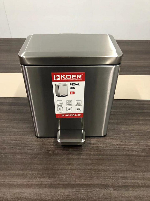 Відро для сміття з плавним закриттям прямокутне Koer TC-010306-02 6 л колір нержавійка (KR5600) Київ - фото 9