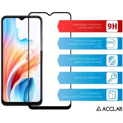 Стекло защитное ACCLAB Full Glue Oppo A38 5G Black (1283126582462) Винница