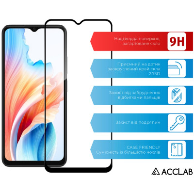 Стекло защитное ACCLAB Full Glue Oppo A38 5G Black (1283126582462) Винница - изображение 3