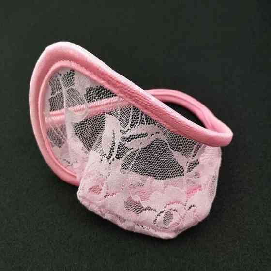 Чоловічі стрінги з мереживом еротичні без лямок one size рожевий Київ