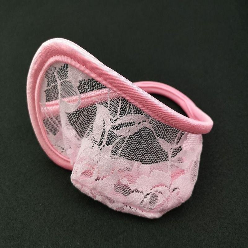 Чоловічі стрінги з мереживом еротичні без лямок one size рожевий Київ - фото 2