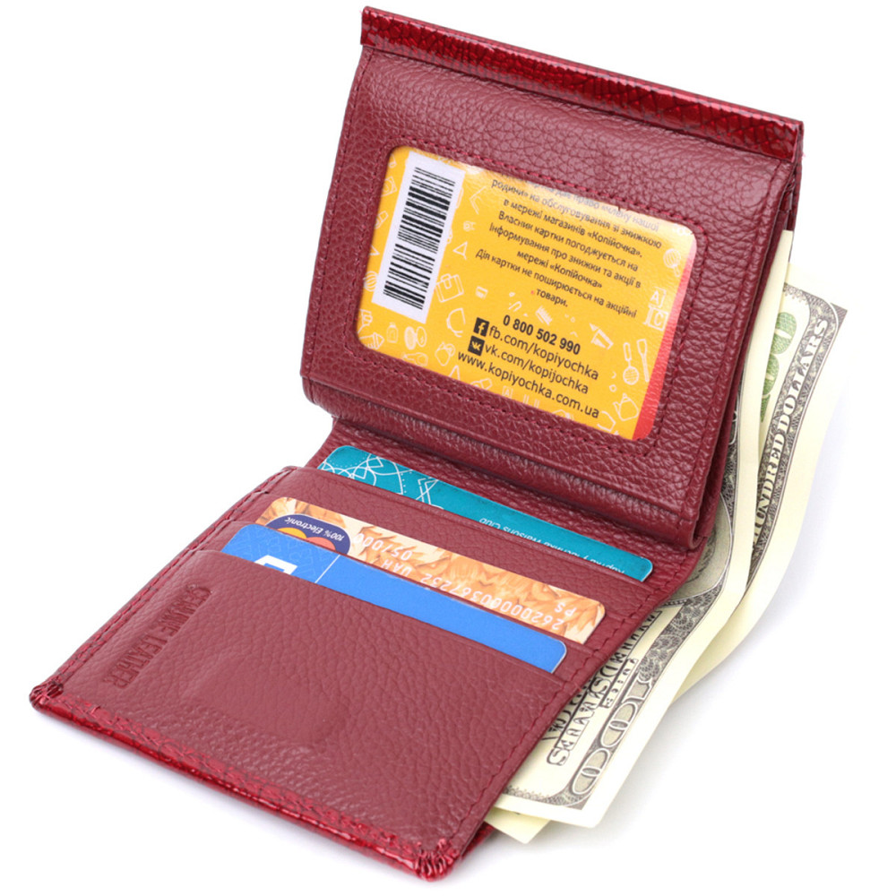 Фактурный женский кошелек из натуральной кожи ST Leather 22705 Красный Киев - изображение 8