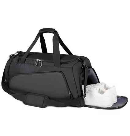 Сумка спортивная дорожная для тренировок или путешествий с плечевым ремнем,для спорта,57x26x30 см,черная Каменец-Подольский