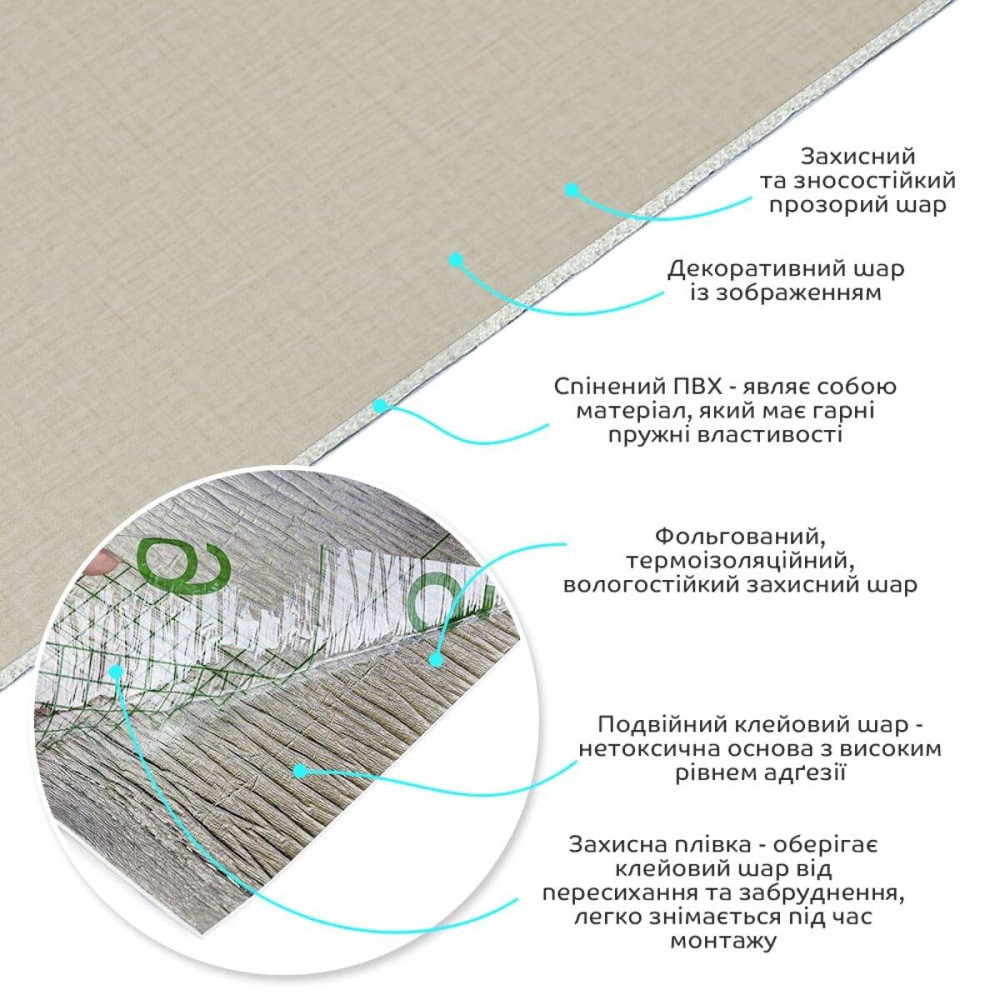 Самоклеюча вініловая плитка в рулоні 600х3000х2мм Бежеве полотно Мат SW-00002036 Київ - фото 2