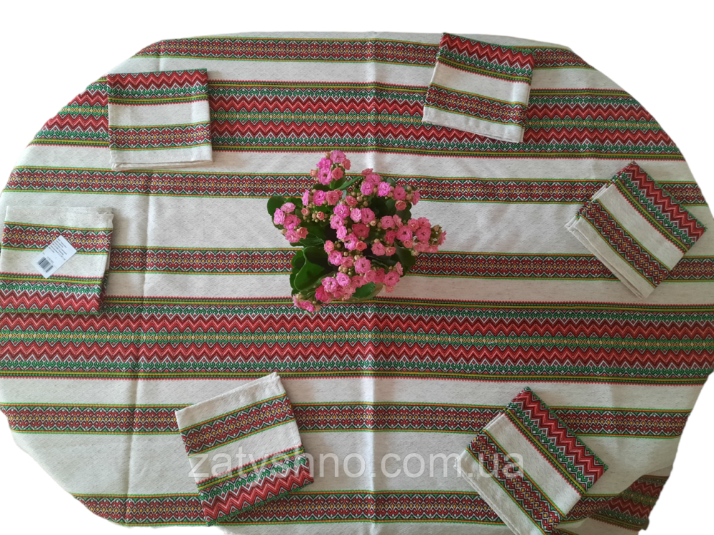 Вишита скатертина з серветками на великий стіл Київ - фото 1