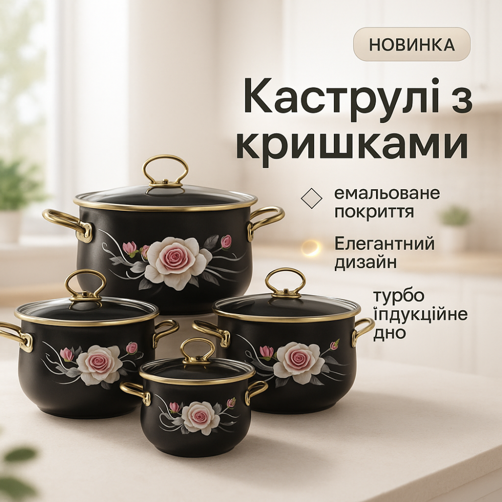 Каструля з нержавіючої сталі, Набір каструль з антипригарним покриттям, Набір каструль зі сталі OV-54 Львів - фото 3