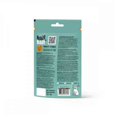 Лакомство для собак Half&Half в форме мясных кубиков с курицей 100 г (4823082431793) Винница