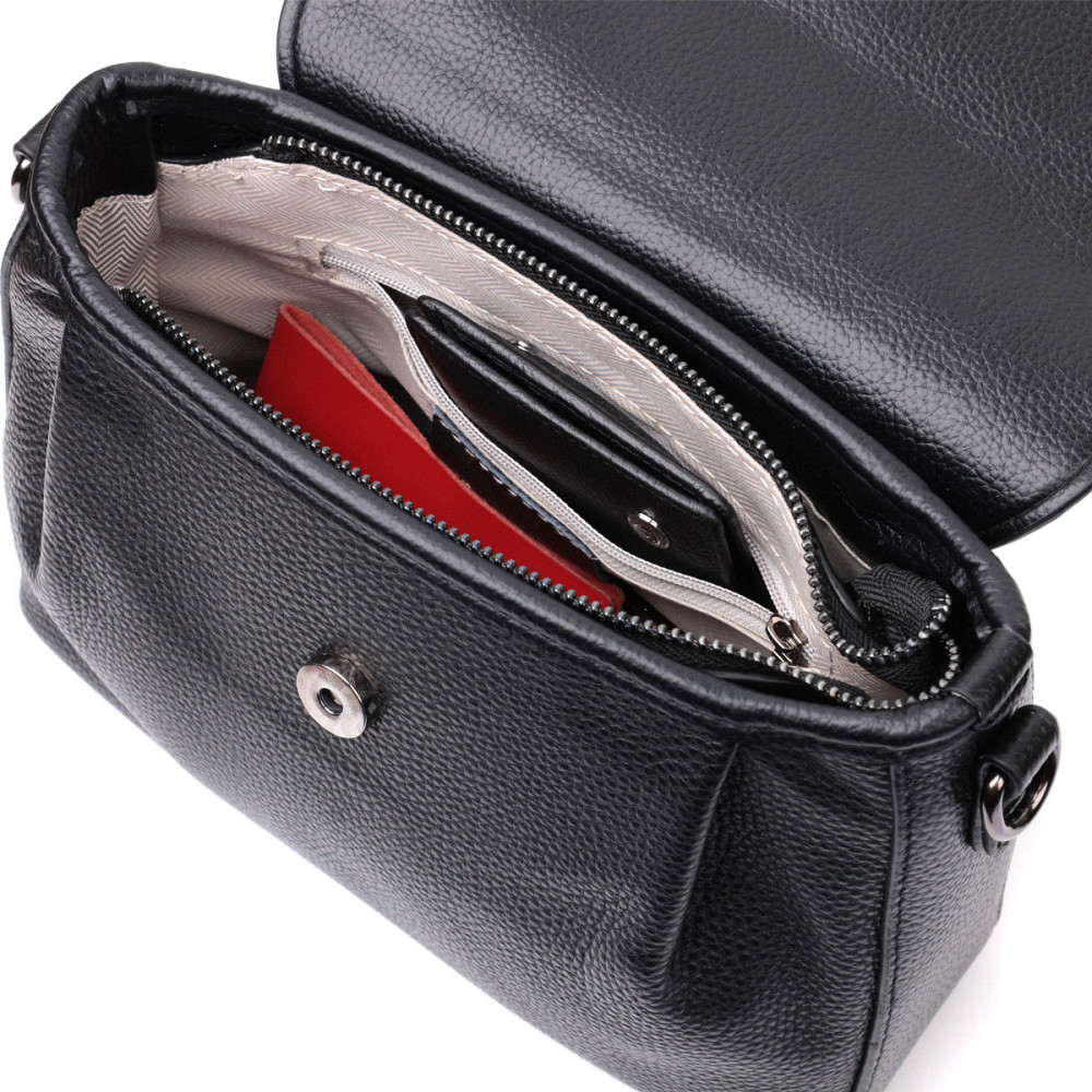 Красивая женская сумка из натуральной кожи Vintage 22330 Черная Киев - изображение 8