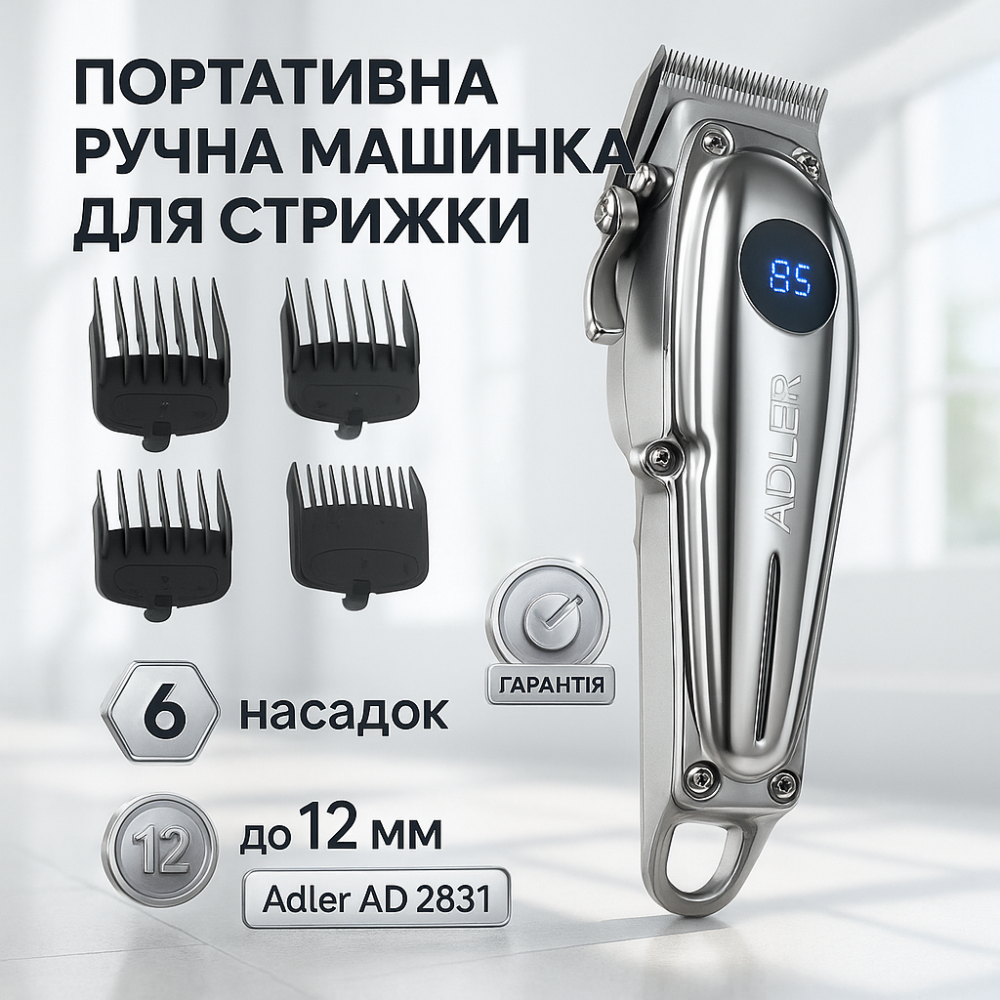 Машинка для стрижки на акумуляторі Adler AD 2831, Бездротові машинки для стрижки легкі KV-51 Львів - фото 5