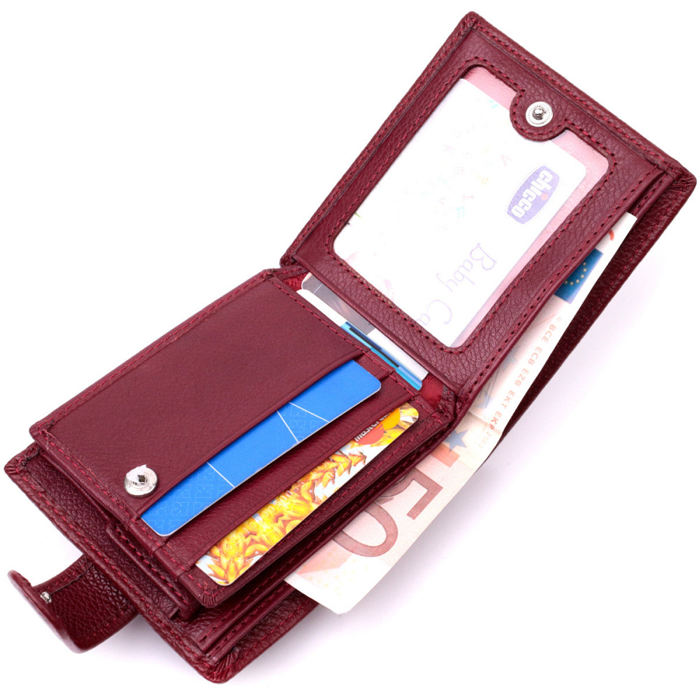 Стильное женское портмоне с блоком для карт из натуральной кожи ST Leather 19472 Бордовый Киев - изображение 7