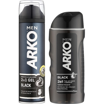 Набір косметики ARKO Men Black Гель для гоління 200 мл + Гель для душу 260 мл (8690506546724) Вінниця - фото 2