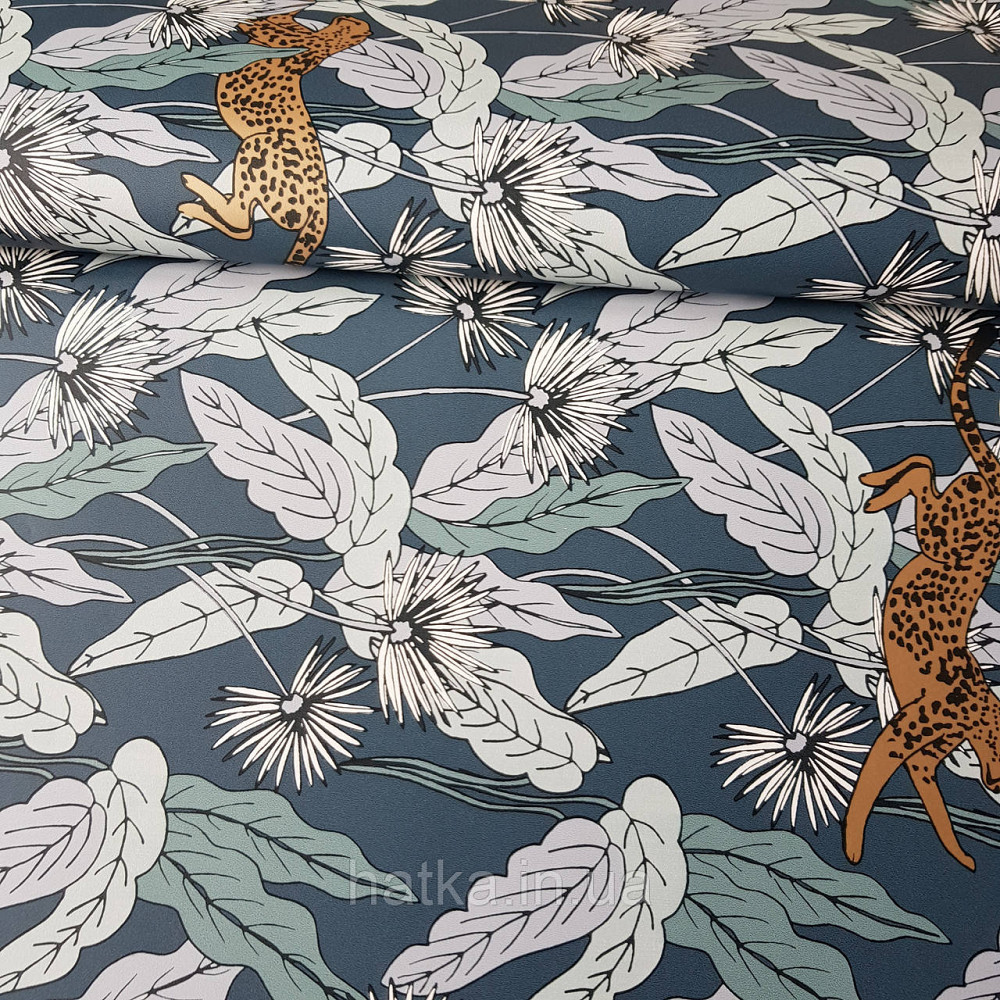 Шпалери вінілові на флізелін Caselio The Place to bed 0.53х10 м листя квіти рисі золотисті на синьо сірому Київ - фото 1