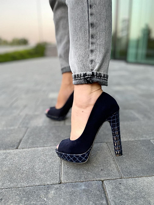 Туфлі жіночі F335 темно-сині еко-замш каблук 11см 36р. (2551) Коломыя - изображение 10