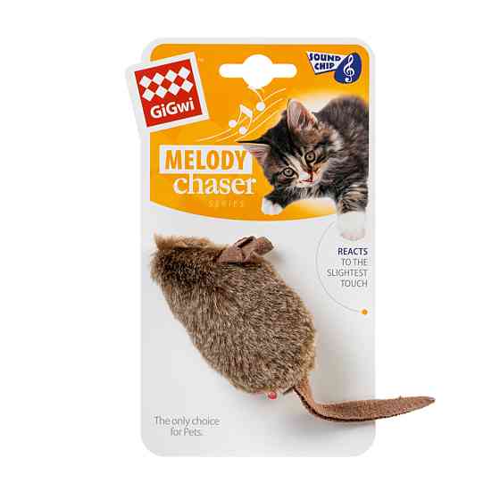 Іграшка для котів Мишка з електронним чипом GiGwi Melody chaser, штучне хутро, 15 см Київ