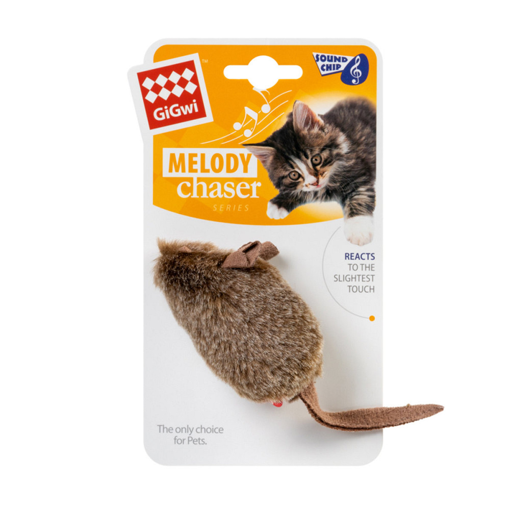 Іграшка для котів Мишка з електронним чипом GiGwi Melody chaser, штучне хутро, 15 см Київ - фото 2
