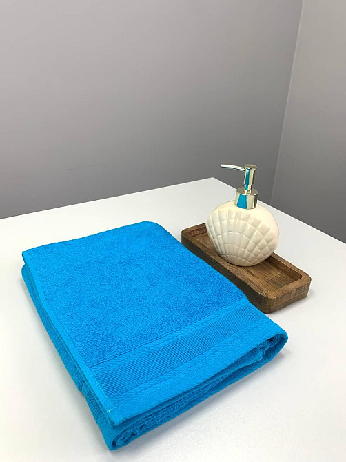 Рушник махровий Ideal Textile з бордюром однотонний щільність 360 г/м2 70х130 см (56860715) морський Чернівці - фото 2