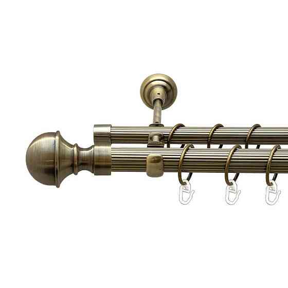 Карниз Orvit Бостон металевий дворядний відкритий рифлена труба кільце металеве Антик 25\19 мм 200 см Львов