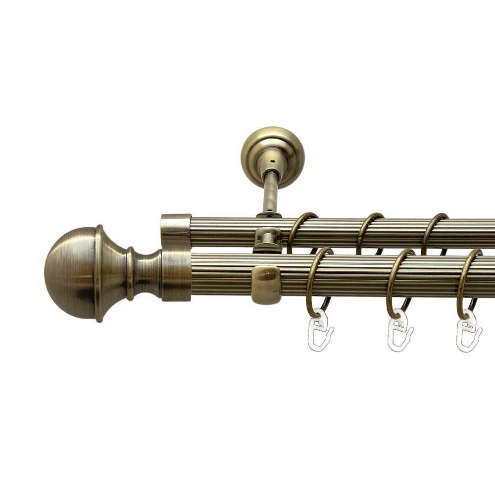 Карниз Orvit Бостон металевий дворядний відкритий рифлена труба кільце металеве Антик 25\19 мм 200 см Львов - изображение 1