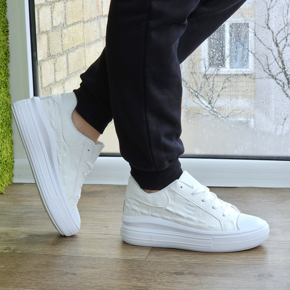 Жіночі Кросівки Кеди на Танкетці Білі Сліпони Мокасини на Платформі (розміри: 36,37,38,39,40,41) - 70-1 Дніпро - фото 5