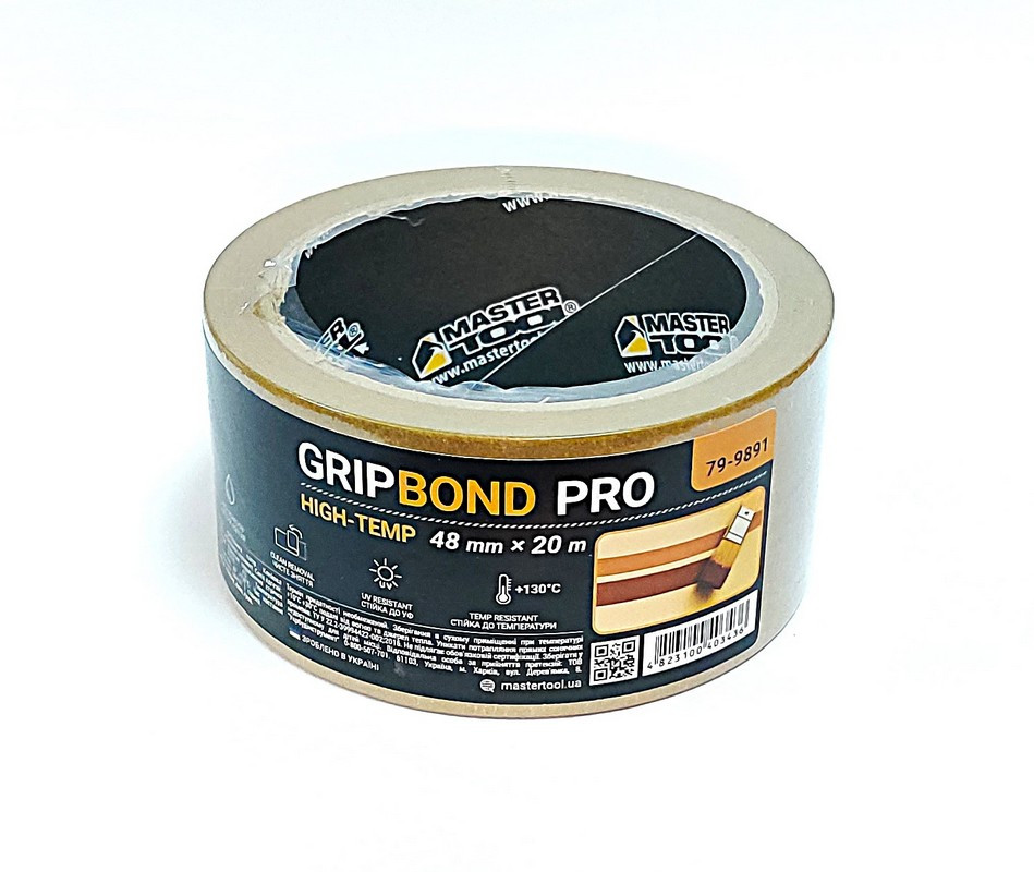 MASTERTOOL Стрічка малярна високотемпературна MASTERTOOL GripBond Pro High-Temp 48 мм×20 м кори Коломия - фото 2
