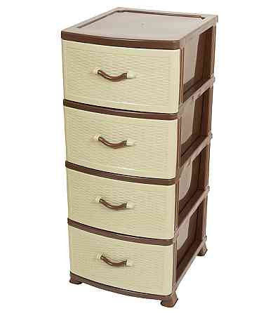 Комод пластиковый Efe Plastics 4 ящика 90х46х38, ротанг, бежево-коричневый. Эфе пластик* Одесса