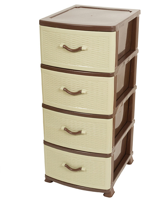 Комод пластиковий Efe Plastics 4 ящики 90х46х38, ротанг, бежево-коричневий. Ефе пластик* Одеса - фото 2