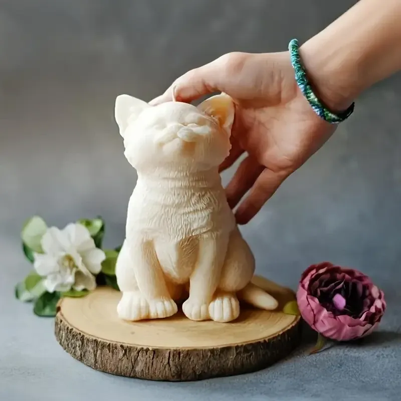 Силиконовая форма-молд для свечи «Котик сидячий» 9×7,4×7 см – термостойкий силикон Киев - изображение 4