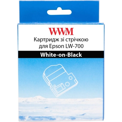 Лента для принтера этикеток WWM для Epson LW-700 24mm х 8m White-on-Black (WWM-SD24K) Винница - изображение 1